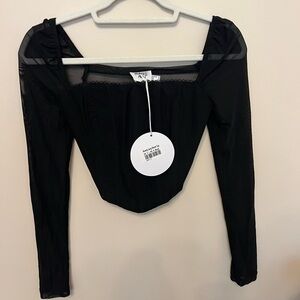 Princess Polly Black Long Sleeve Corset Top (NWT)
